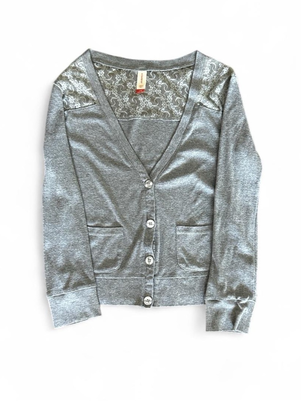 Gray Lace-Back Bolero Cardigan | Medium/Large